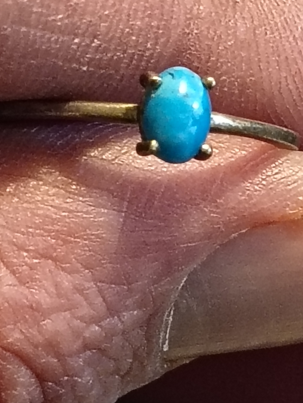 Vintage Sterling Silver & Natural Turquoise Ring Size 8 Signed 925